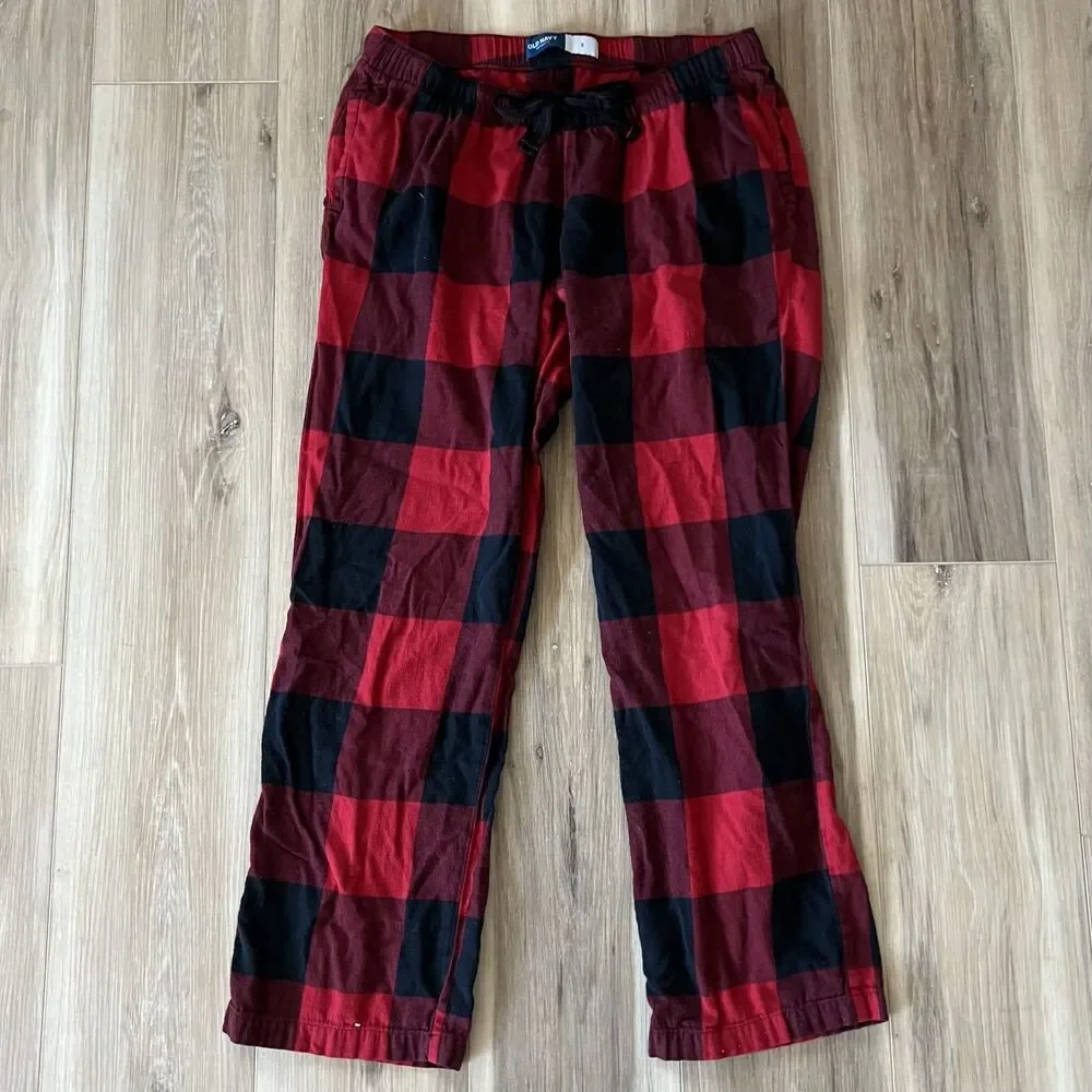 Womens / Teen Red & Black Tartan Plaid Pj Pajamas Bottoms by Old Navy sz Small - Picture 1 of 3
